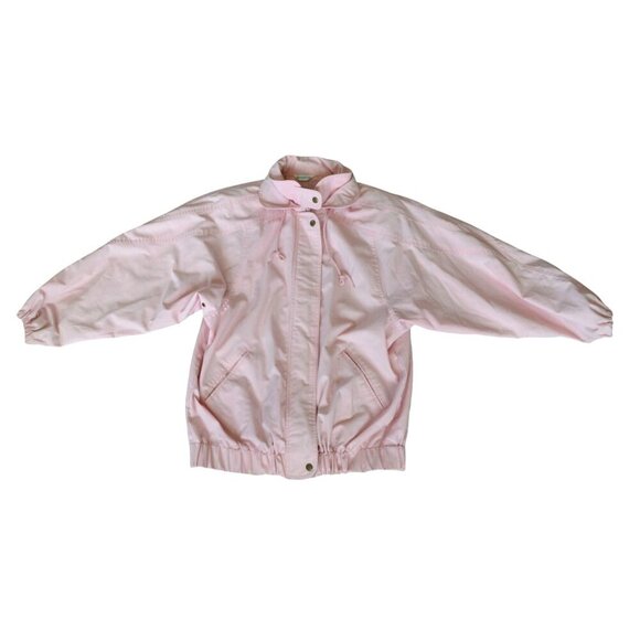 Vintage 80s Van Heusen for Her Pastel Baby Pink Sports Jacket Hidden Hood Size M - Picture 13 of 13